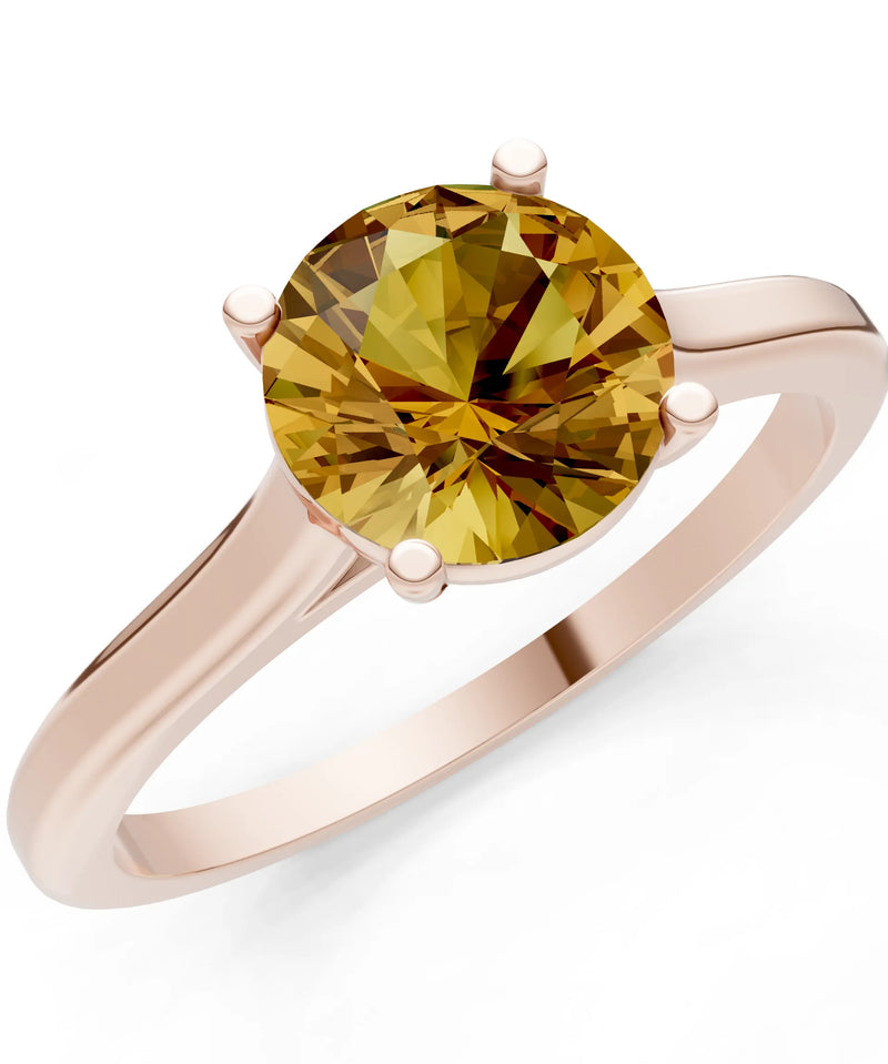 Citrine Round 6.5mm Normal 4 Prong Basket Classic Solitaire Engagement Ring