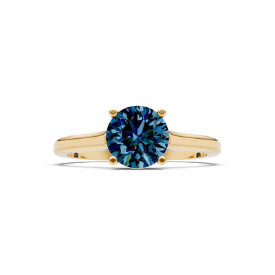 Round Cut Gemstone Solitaire Gold Ring