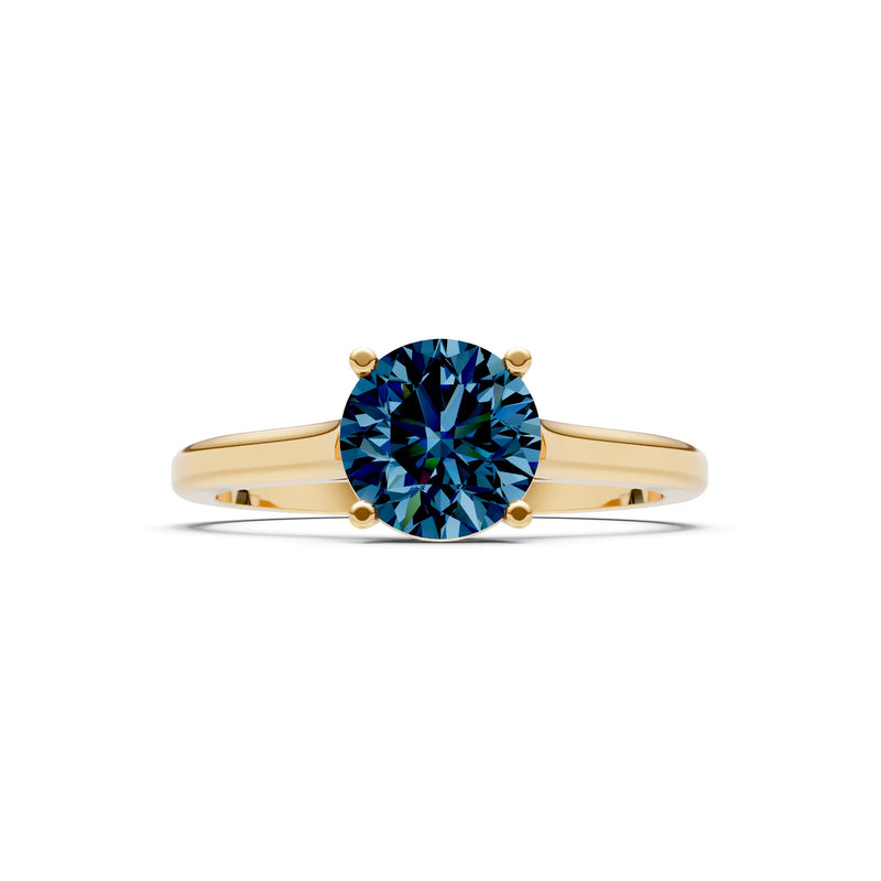 Round Cut Gemstone Solitaire Gold Ring
