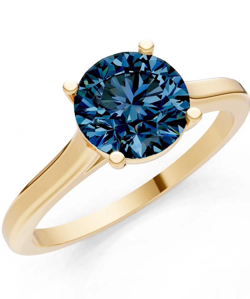 Round Cut Gemstone Solitaire Gold Ring