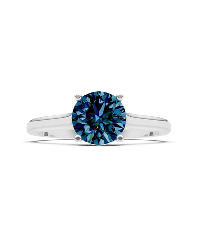 Round Cut Gemstone Solitaire Gold Ring