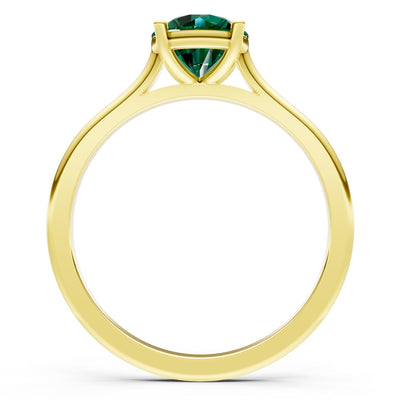 Created Emerald Round 6.5mm Normal 4 Prong Basket Classic Solitaire Engagement Ring