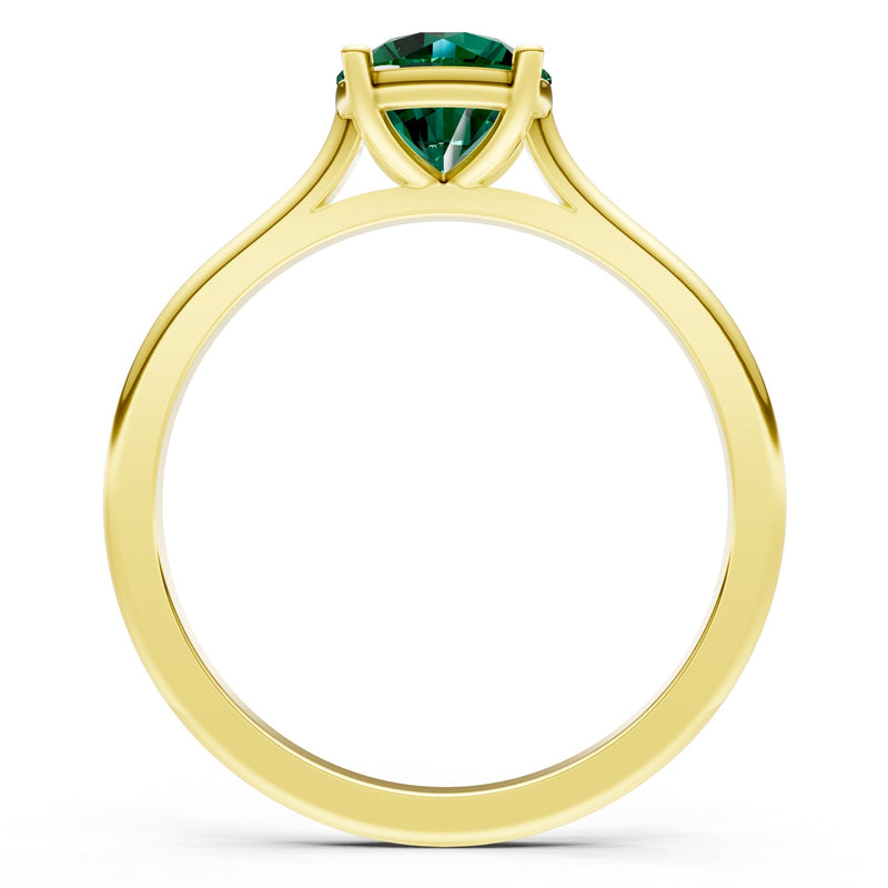 Created Emerald Round 6.5mm Normal 4 Prong Basket Classic Solitaire Engagement Ring