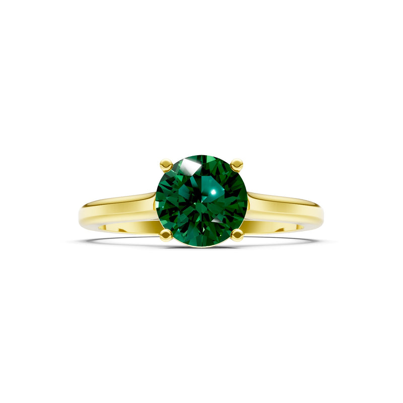 Created Emerald Round 6.5mm Normal 4 Prong Basket Classic Solitaire Engagement Ring