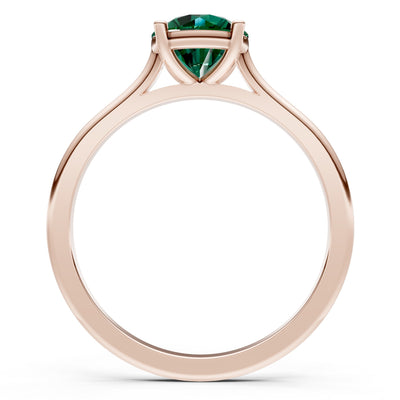 Created Emerald Round 6.5mm Normal 4 Prong Basket Classic Solitaire Engagement Ring