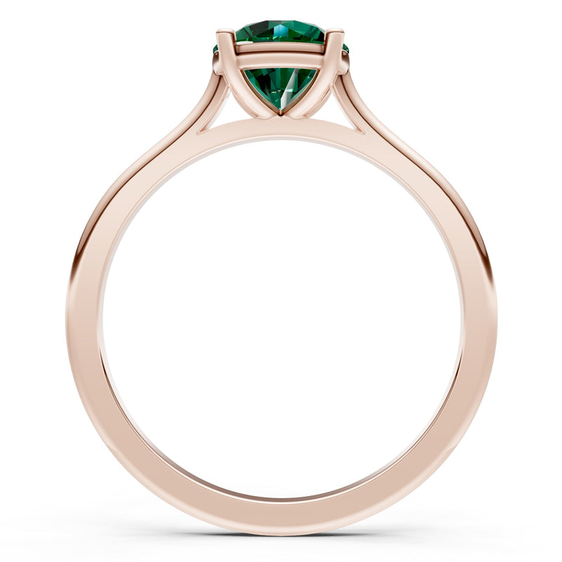 Created Emerald Round 6.5mm Normal 4 Prong Basket Classic Solitaire Engagement Ring