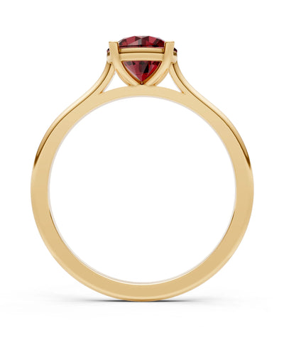 Garnet Round 6.5mm Normal 4 Prong Basket Classic Solitaire Engagement Ring