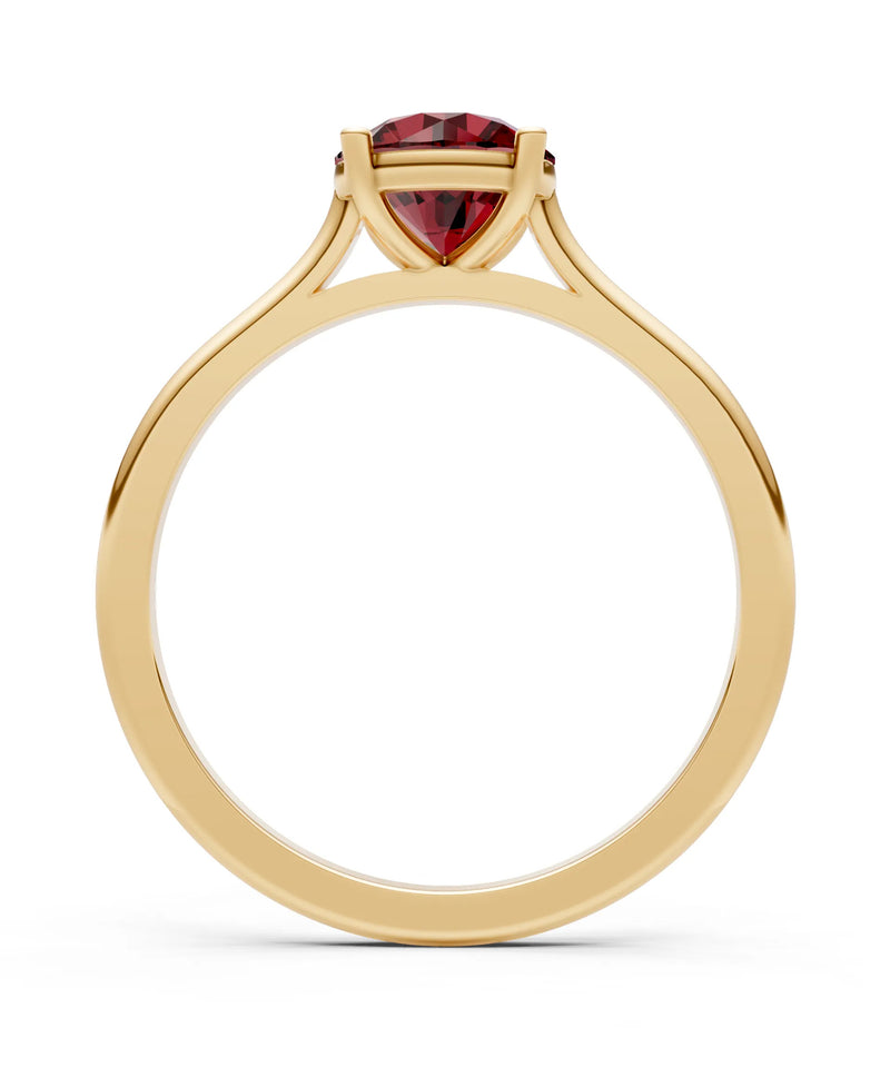 Garnet Round 6.5mm Normal 4 Prong Basket Classic Solitaire Engagement Ring