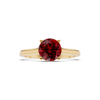 Garnet Round 6.5mm Normal 4 Prong Basket Classic Solitaire Engagement Ring