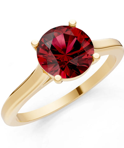 Round Cut Gemstone Solitaire Gold Ring
