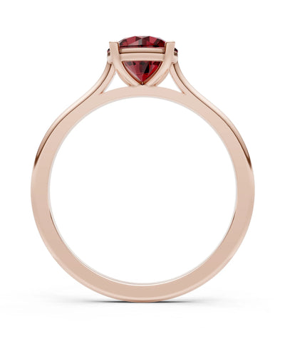 Garnet Round 6.5mm Normal 4 Prong Basket Classic Solitaire Engagement Ring