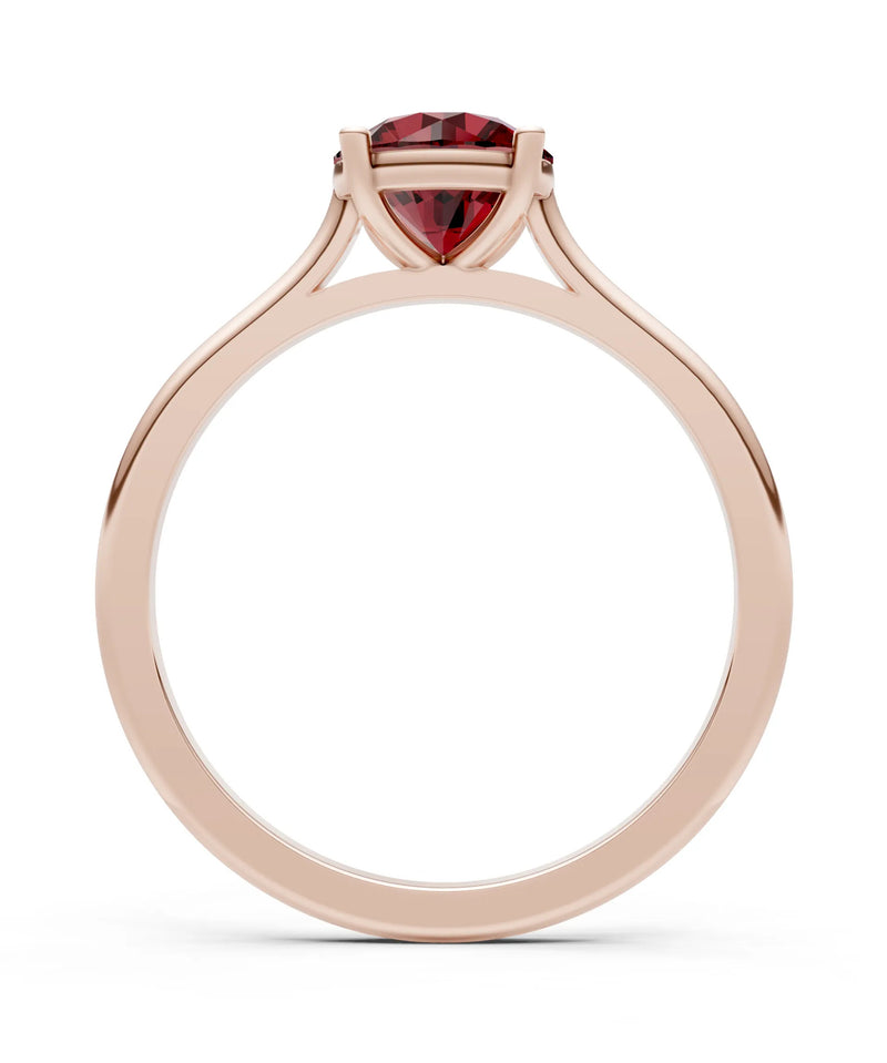 Garnet Round 6.5mm Normal 4 Prong Basket Classic Solitaire Engagement Ring