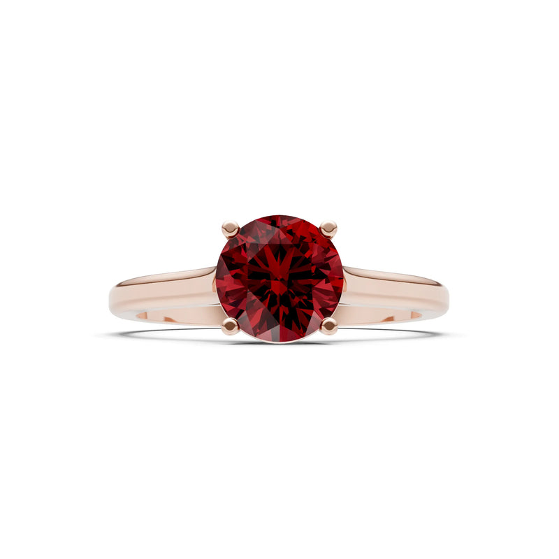 Garnet Round 6.5mm Normal 4 Prong Basket Classic Solitaire Engagement Ring