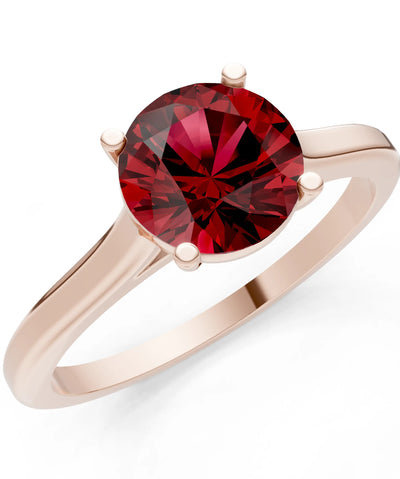 Round Cut Gemstone Solitaire Gold Ring