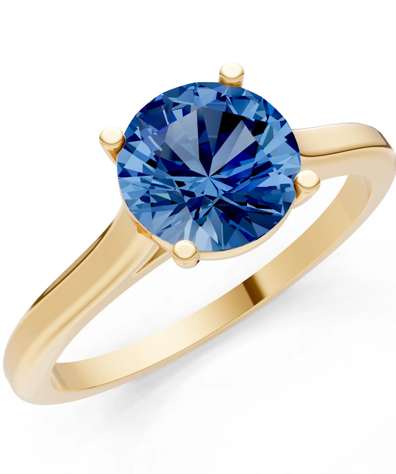 Round Cut Gemstone Solitaire Gold Ring