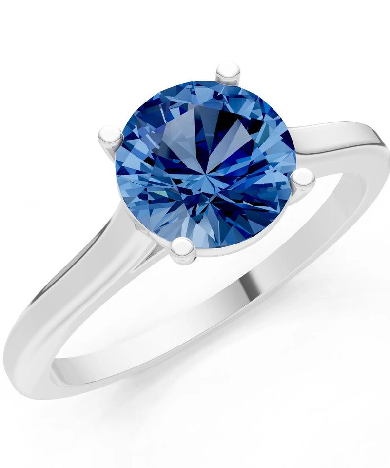 Round Cut Gemstone Solitaire Gold Ring