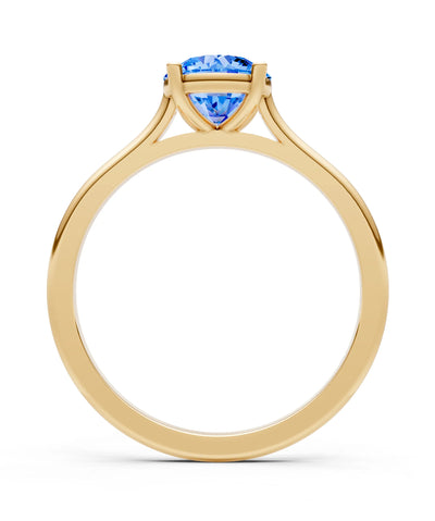 Round Cut Gemstone Solitaire Gold Ring