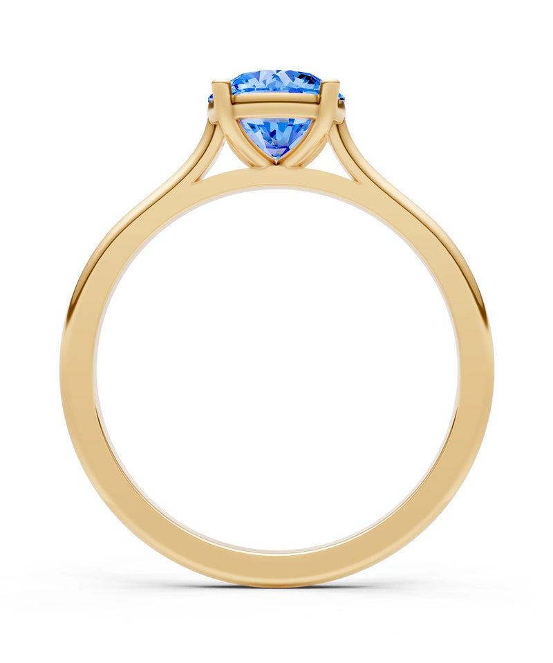 Swiss Blue Topaz Round 6.5mm Normal 4 Prong Basket Classic Solitaire Engagement Ring