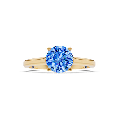 Round Cut Gemstone Solitaire Gold Ring