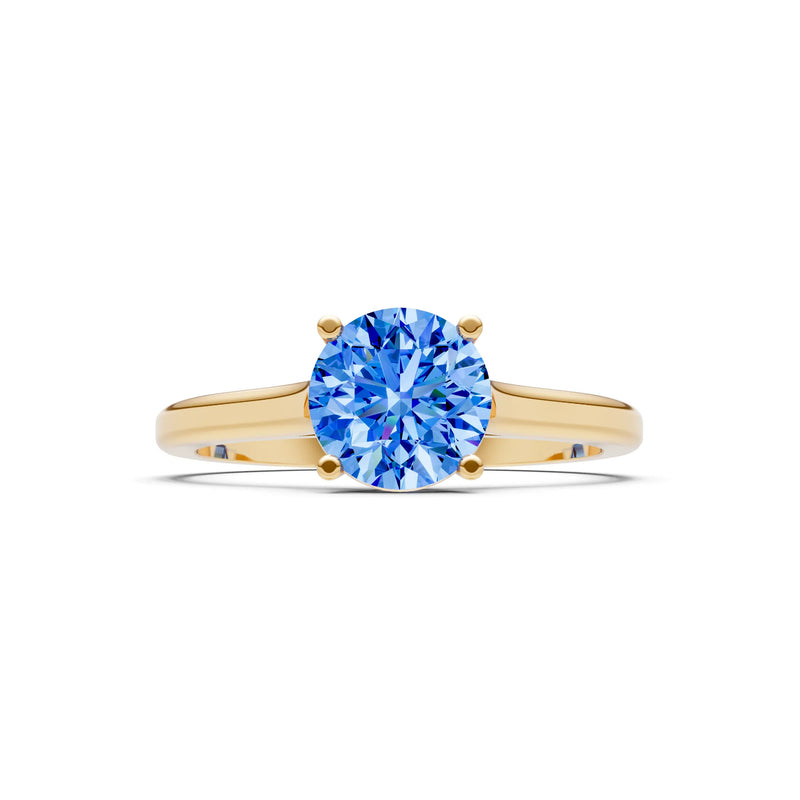 Round Cut Gemstone Solitaire Gold Ring