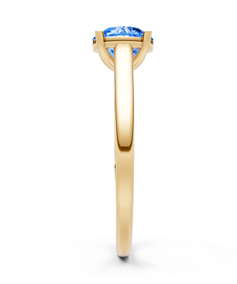 Swiss Blue Topaz Round 6.5mm Normal 4 Prong Basket Classic Solitaire Engagement Ring