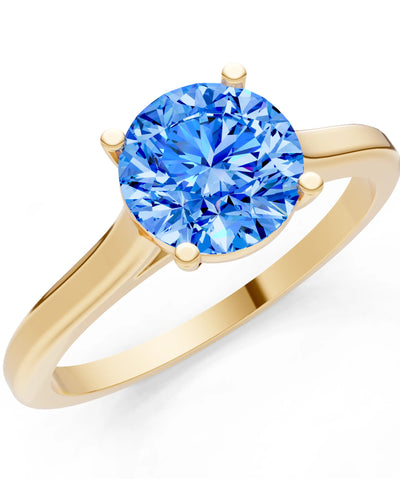 Swiss Blue Topaz Round 6.5mm Normal 4 Prong Basket Classic Solitaire Engagement Ring