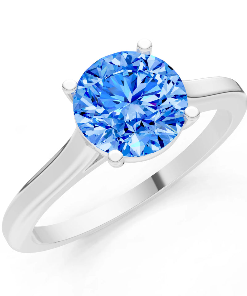 Round Cut Gemstone Solitaire Gold Ring