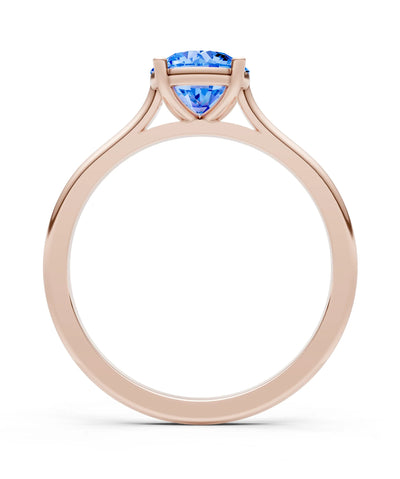 Swiss Blue Topaz Round 6.5mm Normal 4 Prong Basket Classic Solitaire Engagement Ring