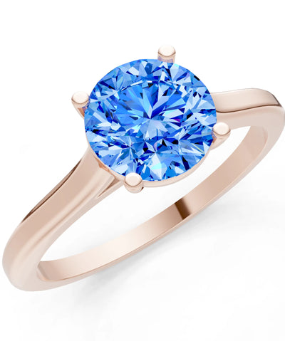 Swiss Blue Topaz Round 6.5mm Normal 4 Prong Basket Classic Solitaire Engagement Ring