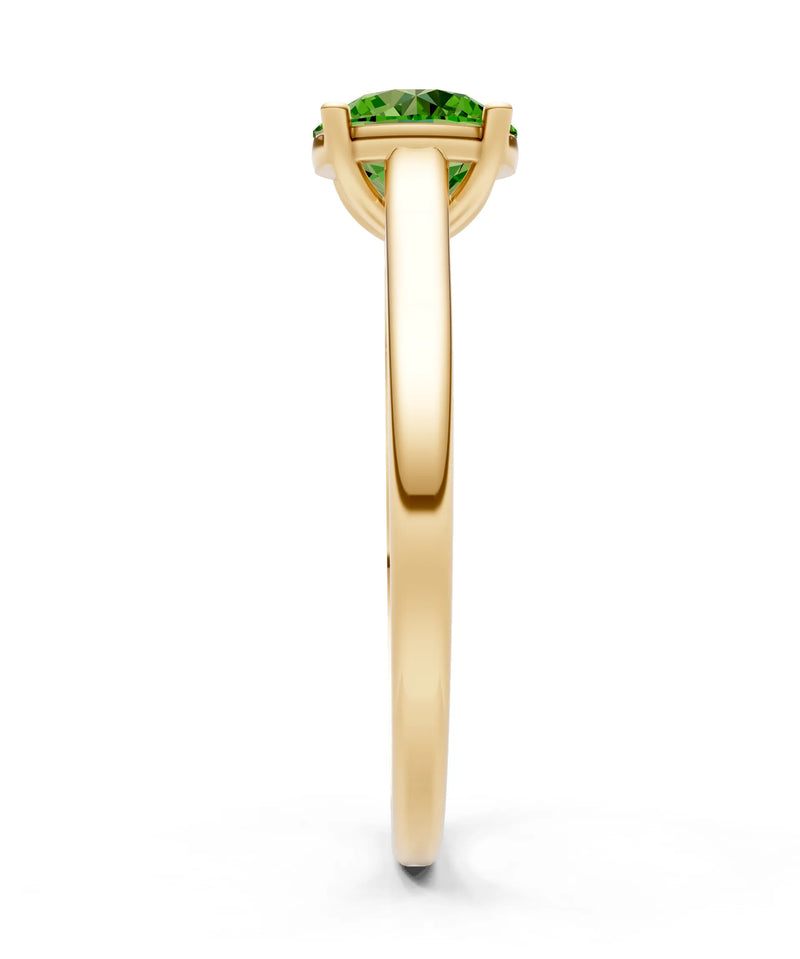 Round Cut Gemstone Solitaire Gold Ring