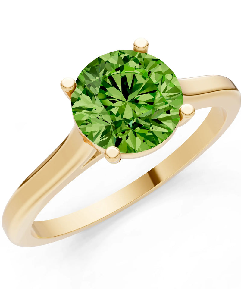 Round Cut Gemstone Solitaire Gold Ring