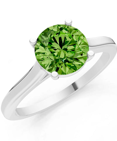 Round Cut Gemstone Solitaire Gold Ring