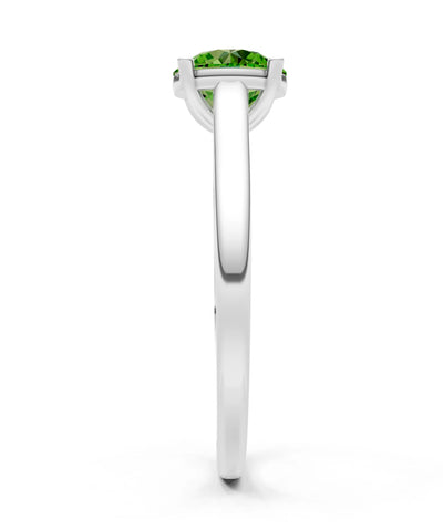 Peridot Round 6.5mm Normal 4 Prong Basket Classic Solitaire Engagement Ring