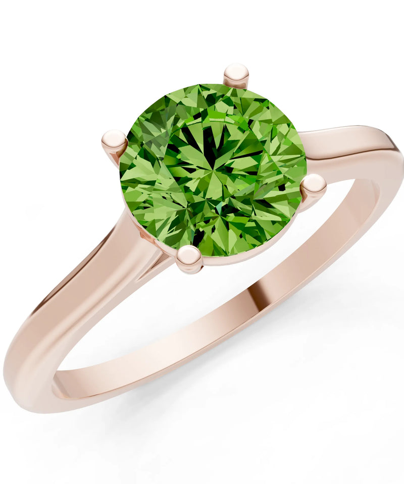 Round Cut Gemstone Solitaire Gold Ring