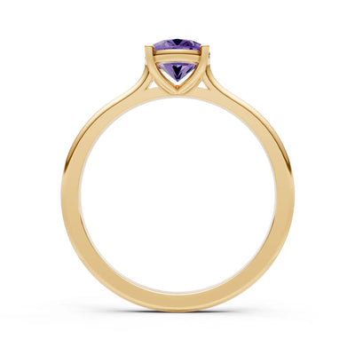 Amethyst Oval 8x6mm Normal Gold Quality 4 Prong Solitaire 8x6 mm Oval Shape Engagement Ring Cathedral Setting