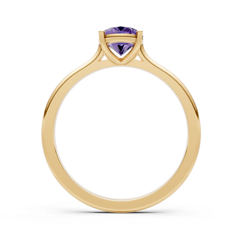 Amethyst Oval 8x6mm Normal Gold Quality 4 Prong Solitaire 8x6 mm Oval Shape Engagement Ring Cathedral Setting