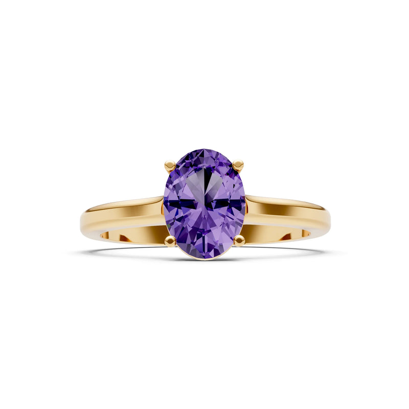 Amethyst Oval 8x6mm Normal Gold Quality 4 Prong Solitaire 8x6 mm Oval Shape Engagement Ring Cathedral Setting