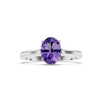 Amethyst Oval 8x6mm Normal Gold Quality 4 Prong Solitaire 8x6 mm Oval Shape Engagement Ring Cathedral Setting