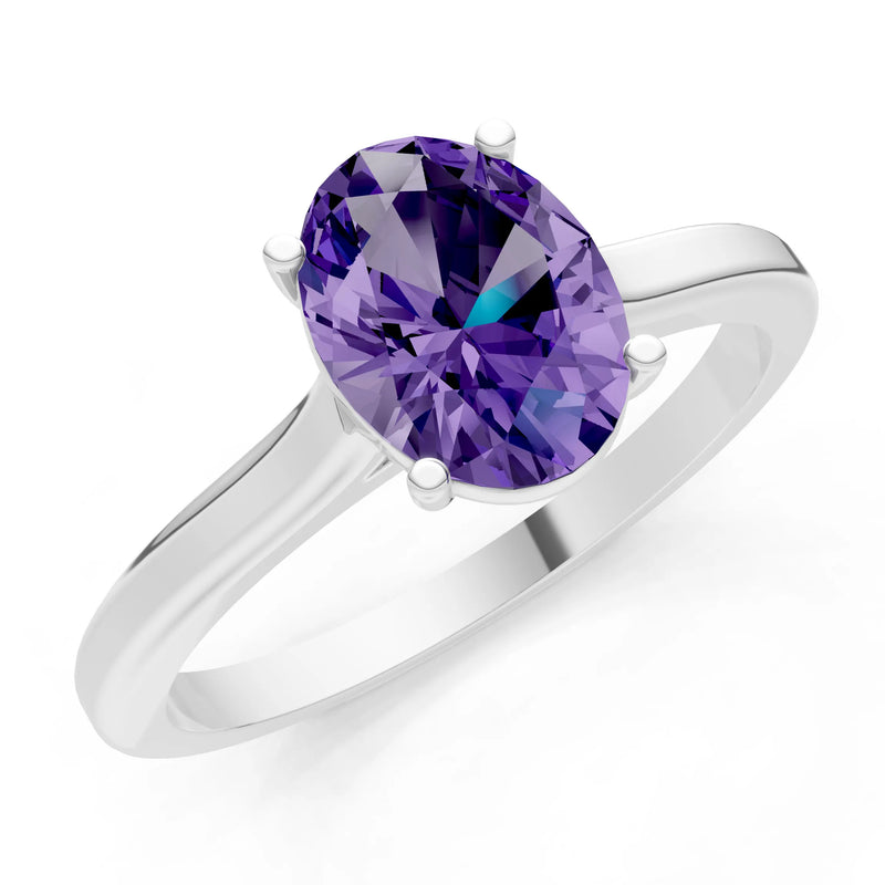Amethyst Oval 8x6mm Normal Gold Quality 4 Prong Solitaire 8x6 mm Oval Shape Engagement Ring Cathedral Setting