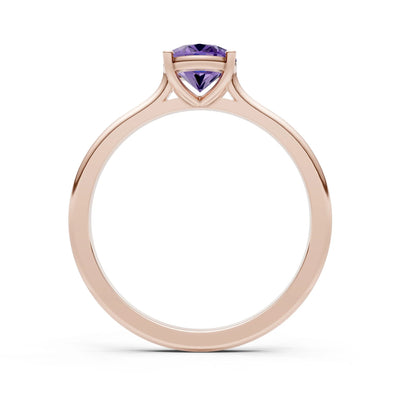Amethyst Oval 8x6mm Normal Gold Quality 4 Prong Solitaire 8x6 mm Oval Shape Engagement Ring Cathedral Setting