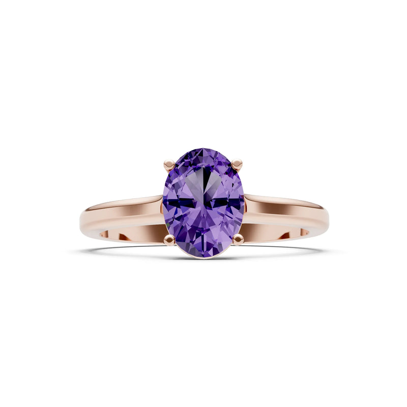 Amethyst Oval 8x6mm Normal Gold Quality 4 Prong Solitaire 8x6 mm Oval Shape Engagement Ring Cathedral Setting