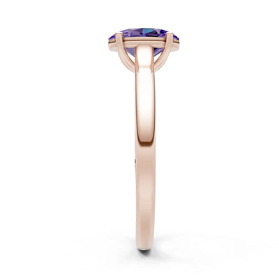 Amethyst Oval 8x6mm Normal Gold Quality 4 Prong Solitaire 8x6 mm Oval Shape Engagement Ring Cathedral Setting
