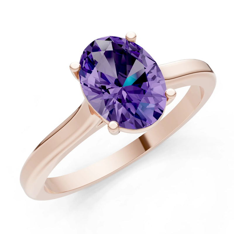 Amethyst Oval 8x6mm Normal Gold Quality 4 Prong Solitaire 8x6 mm Oval Shape Engagement Ring Cathedral Setting