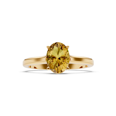 Citrine Oval 8x6mm Normal Gold Quality 4 Prong Solitaire 8x6 mm Oval Shape Engagement Ring Cathedral Setting