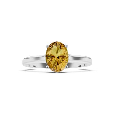 Citrine Oval 8x6mm Normal Gold Quality 4 Prong Solitaire 8x6 mm Oval Shape Engagement Ring Cathedral Setting