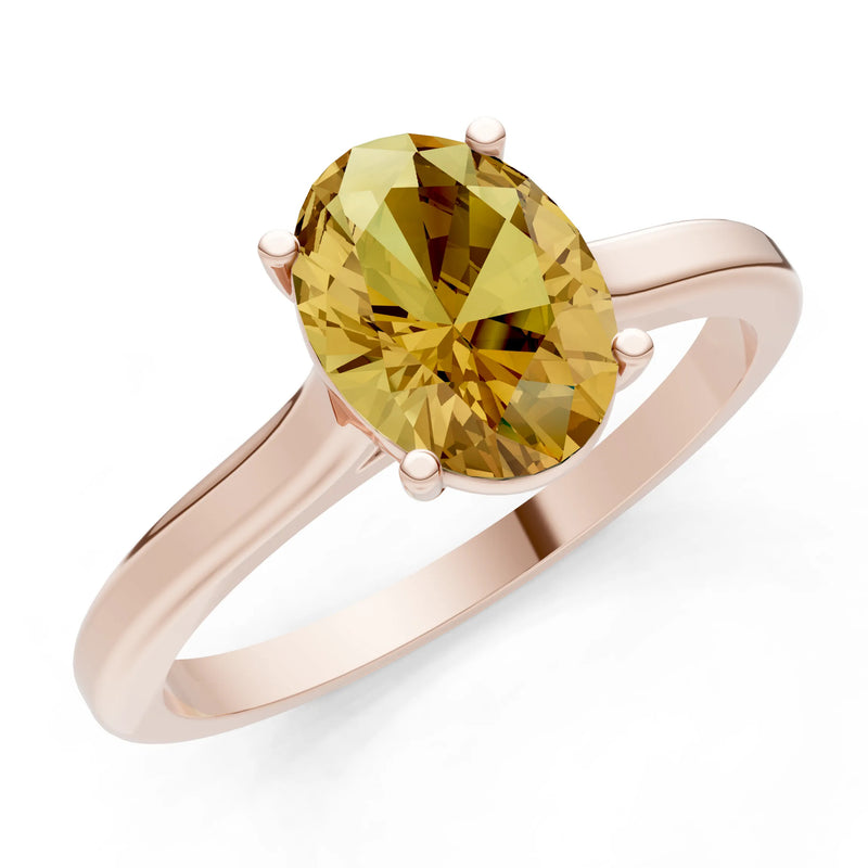 Citrine Oval 8x6mm Normal Gold Quality 4 Prong Solitaire 8x6 mm Oval Shape Engagement Ring Cathedral Setting