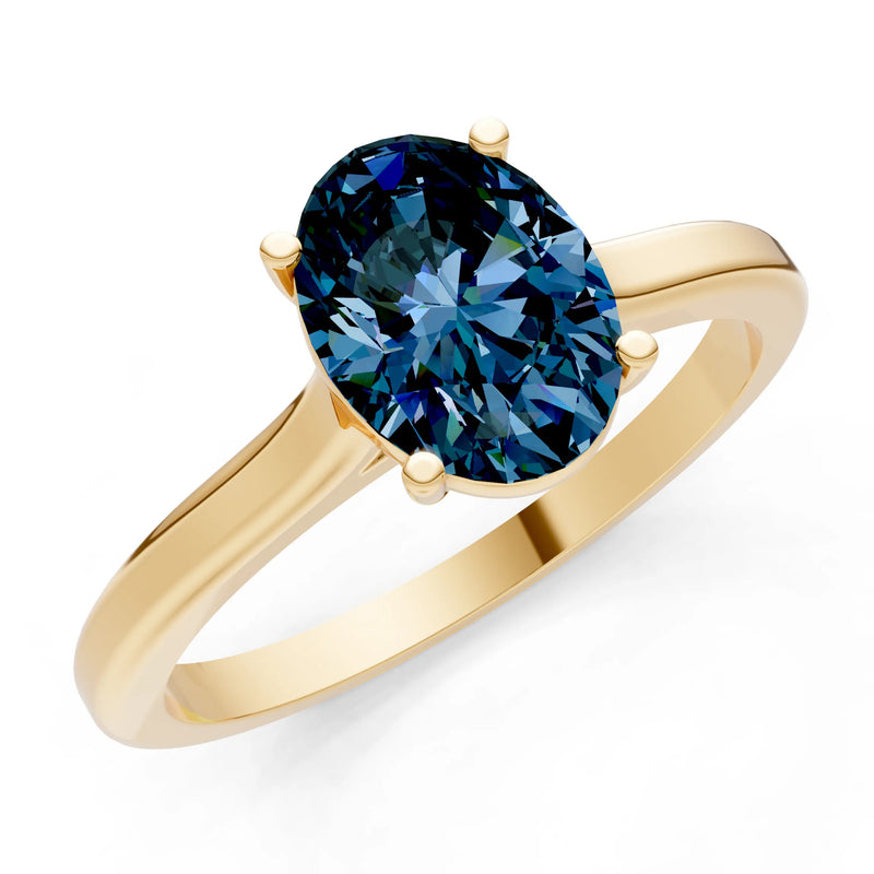 Created Alexandrite Oval 8x6mm Normal 4 Prong Solitaire 8x6 mm Oval Shape Engagement Ring Cathedral Setting