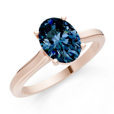 Created Alexandrite Oval 8x6mm Normal 4 Prong Solitaire 8x6 mm Oval Shape Engagement Ring Cathedral Setting