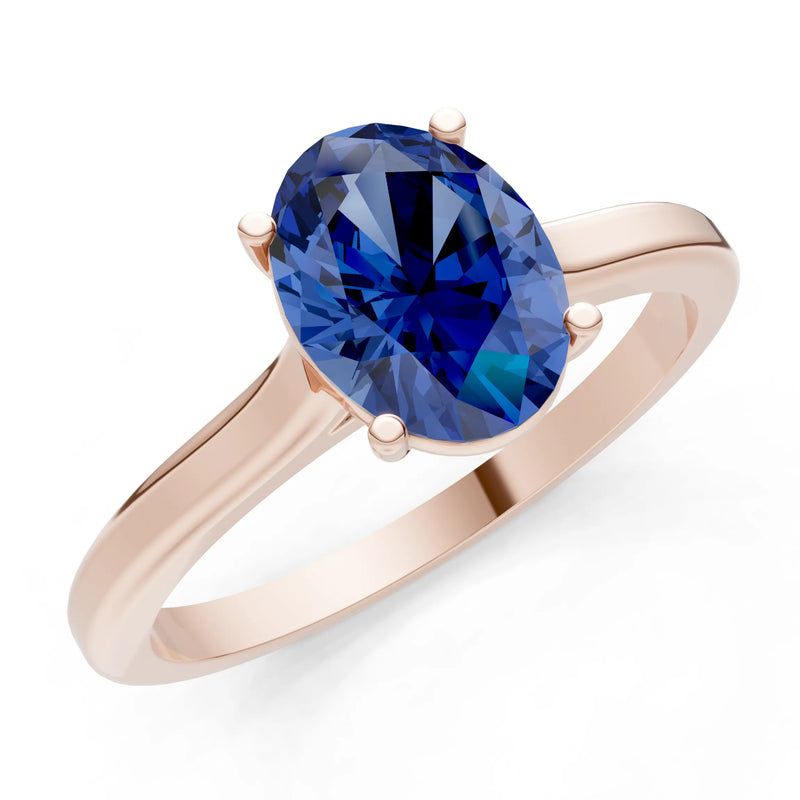 Created BSP Oval 8x6mm Normal 4 Prong Solitaire 8x6 mm Oval Shape Engagement Ring Cathedral Setting