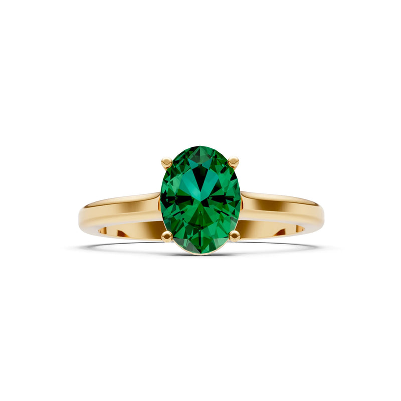 Created Emerald Oval 8x6mm Normal 4 Prong Solitaire 8x6 mm Oval Shape Engagement Ring Cathedral Setting